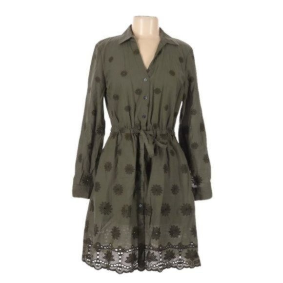 Maison Jules Embroidered Green Floral Eyelet Dress M - Picture 1 of 6
